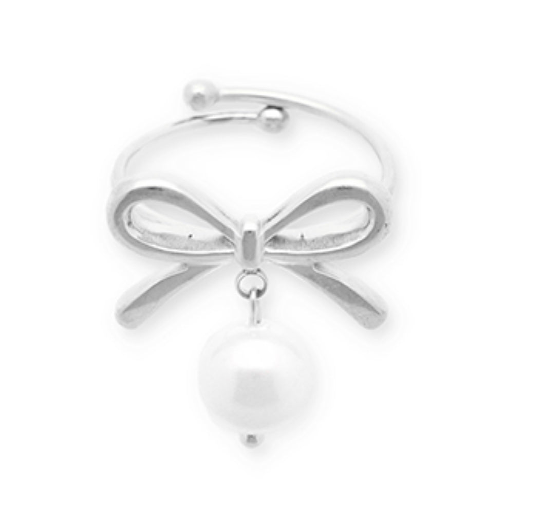 Anello fiocco e perla